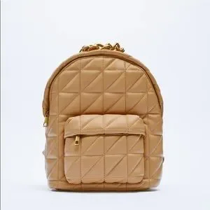 Zara | Bags | Zara Beige Quilted Backpack | Poshmark